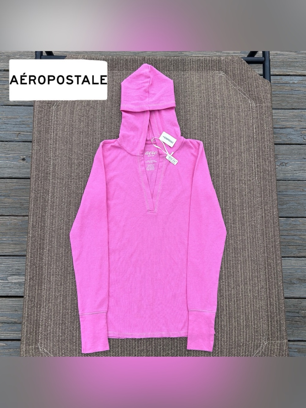 NWT Aeropostale Pink Waffle Knit Sleepwear Hoodie S